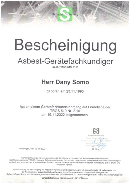 SOMO ABBRUCH STUTTGART TRGS 519 · Gerätefachkunde – Dany Somo