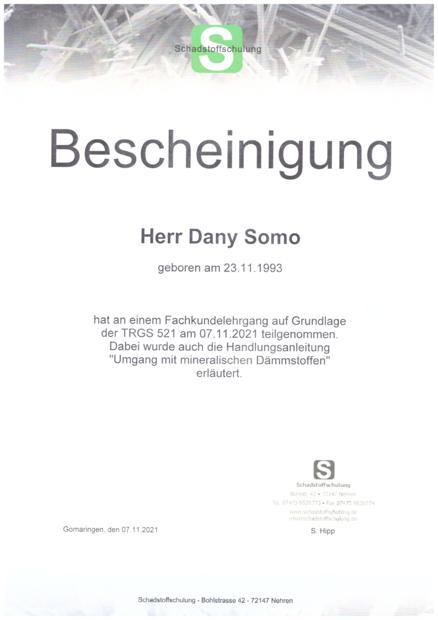 SOMO ABBRUCH STUTTGART TRGS 521 · Fachkunde (KMF) – Dany Somo