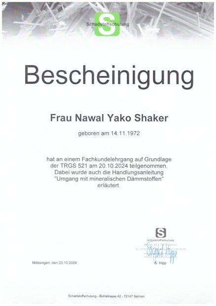 SOMO ABBRUCH STUTTGART TRGS 521 · Fachkunde (KMF) – Nawal Yako Shaker