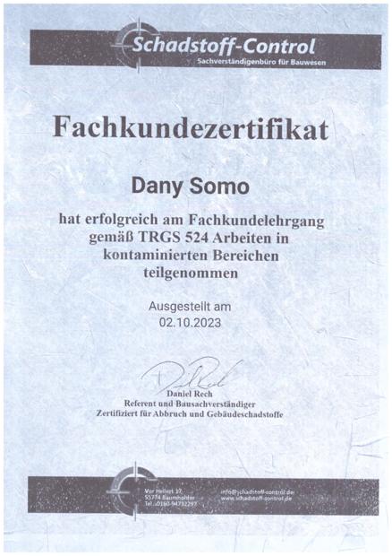 SOMO ABBRUCH STUTTGART TRGS 524 · Kontaminierte Bereiche – Dany Somo