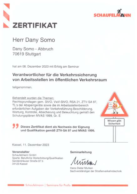 SOMO ABBRUCH STUTTGART Verkehrssicherung · ZTV-SA 97 / MVAS 1999 – Dany Somo