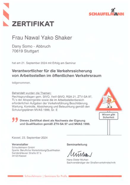 SOMO ABBRUCH STUTTGART Verkehrssicherung · ZTV-SA 97 / MVAS 1999 – Nawal Yako Shaker